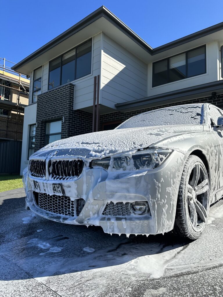 Premium Wash Service. Snow Foam step which is performed before a contact hand wash.